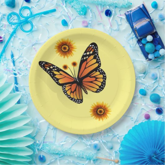 Sonnenblumen Schmetterlingspapier-Teller Pappteller (Party)