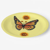 Sonnenblumen Schmetterlingspapier-Teller Pappteller (Schrägansicht)