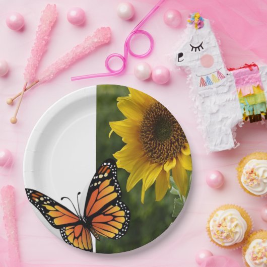 Sonnenblumen Schmetterlingspapier-Teller Pappteller (Party)