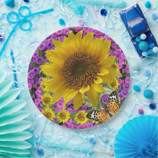 Sonnenblumen Schmetterlingspapier-Teller Pappteller (Party)
