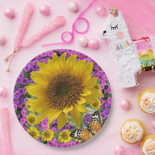 Sonnenblumen Schmetterlingspapier-Teller Pappteller (Party)