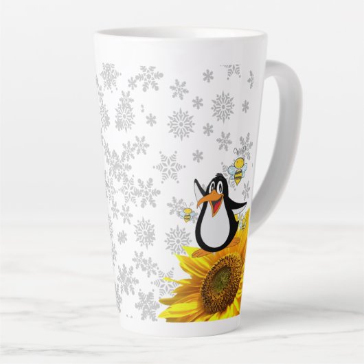 Sonnenblumen Schneeflocken Pinguin Bumblebee Latte Milchtasse (Rechte Ecke)