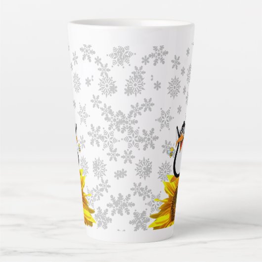 Sonnenblumen Schneeflocken Pinguin Bumblebee Latte Milchtasse (Vorderseite)