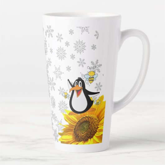 Sonnenblumen Schneeflocken Pinguin Bumblebee Latte Milchtasse (Rechts)