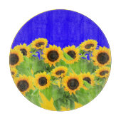 Sonnenblumen Schneidebrett Ukraine Flaggenfarben (Vorderseite)