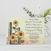 Sonnenblumen schnitzten Verlobungs-Party Einladung (Stehend Vorderseite)