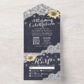 Sonnenblumen-Schnürsenkel Light Navy Blue Wedding All In One Einladung (Innen Boden)