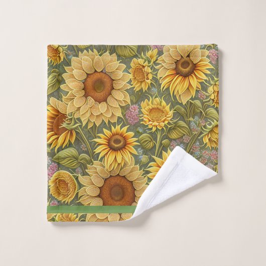 Sonnenblumen Schöne moderne Sammlung Badhandtuch Set (Waschlappen)