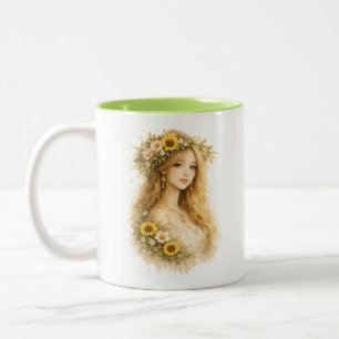 Sonnenblumen-Schönheits-Wasserfarben-Tasse Zweifarbige Tasse
