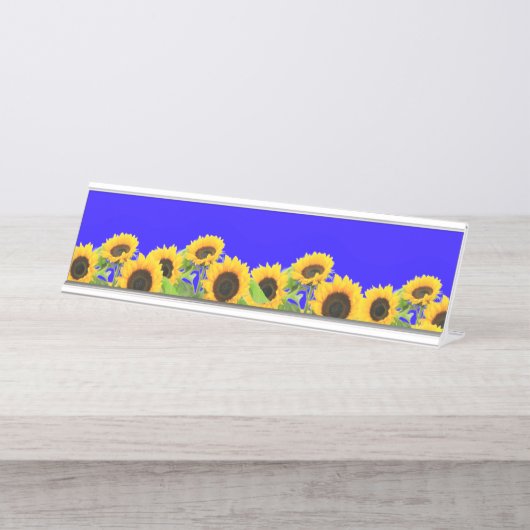 Sonnenblumen Schreibtisch Tafel Ukrainische Flagge Schreibtischnamensplakette (Vorderseite )
