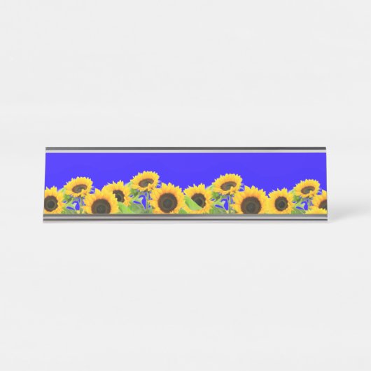 Sonnenblumen Schreibtisch Tafel Ukrainische Flagge Schreibtischnamensplakette (Vorderseite )