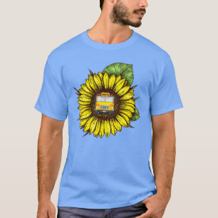 Sonnenblumen-Schulbus-Idee Geschenk für Busfahrer T-Shirt