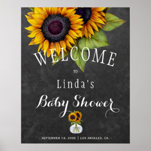 Sonnenblumen-Schultafel-Herbst-Baby-Party Poster