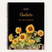 Sonnenblumen schwarz blumengeschmückt notizblock (Vorderseite)