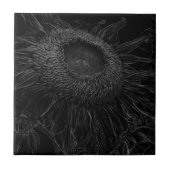 Sonnenblumen Schwarz und Weiß Moderne Kunst Design Fliese (Vorderseite)