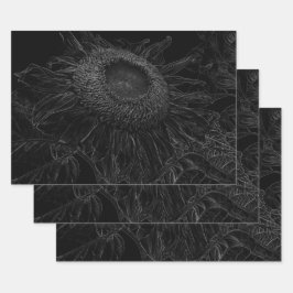 Sonnenblumen Schwarz-Weiß-Blumen Art Dekor Geschenkpapier Set