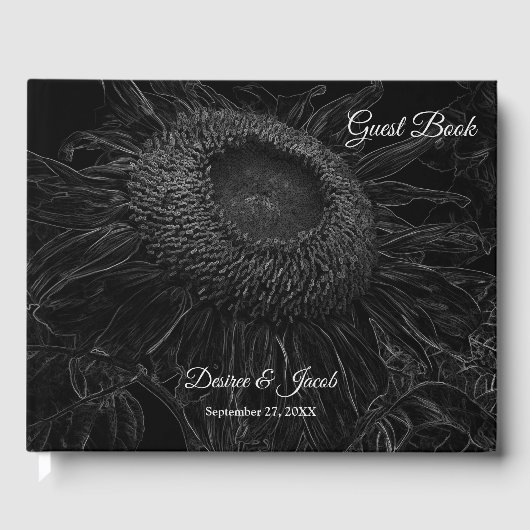 Sonnenblumen Schwarz-Weiß-Blumen Kunst, Dichtung u Gästebuch (Vorderseite)