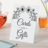 Sonnenblumen Schwarz-weiße Blumenkarten Hochzeiten Sockelschild (In Situ)