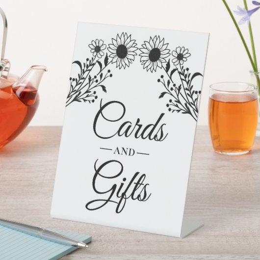 Sonnenblumen Schwarz-weiße Blumenkarten Hochzeiten Sockelschild (In Situ)