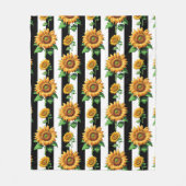 Sonnenblumen Schwarz-weiße Streifen Fleecedecke (Vorderseite)