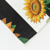 Sonnenblumen Schwarz-weiße Streifen Fleecedecke (Ecke)