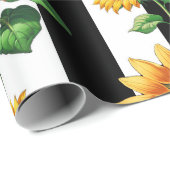Sonnenblumen Schwarz-weiße Streifen Geschenkpapier (Rolleneckpunkt)