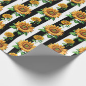 Sonnenblumen Schwarz-weiße Streifen Geschenkpapier (Ecke)