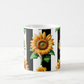 Sonnenblumen Schwarz-weiße Streifen Kaffeetasse (Mittel)