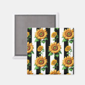 Sonnenblumen Schwarz-weiße Streifen Magnet (Vorderseite/Rückseite)