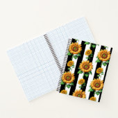 Sonnenblumen Schwarz-weiße Streifen Notizblock (Innenseite)
