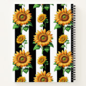 Sonnenblumen Schwarz-weiße Streifen Notizblock (Rückseite)