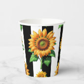 Sonnenblumen Schwarz-weiße Streifen Pappbecher (Links)