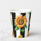 Sonnenblumen Schwarz-weiße Streifen Pappbecher (Rechts)
