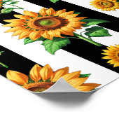 Sonnenblumen Schwarz-weiße Streifen Poster (Ecke)