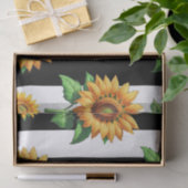 Sonnenblumen Schwarz-weiße Streifen Seidenpapier (Geschenk)