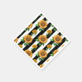 Sonnenblumen Schwarz-weiße Streifen Serviette (Ecke)