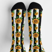 Sonnenblumen Schwarz-weiße Streifen Socken (Oben)
