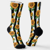 Sonnenblumen Schwarz-weiße Streifen Socken (Gewinkelt)