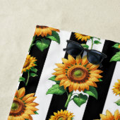 Sonnenblumen Schwarz-weiße Streifen Strandtuch (Beispiel)