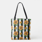 Sonnenblumen Schwarz-weiße Streifen Tasche (Rückseite)