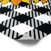 Sonnenblumen, Schwarz-weißer Büffel-Karo, Blumen. Poster (Ecke)