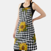 Sonnenblumen, Schwarz-weißer Büffel-Karo, Blumen. Schürze (InSitu)