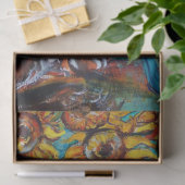 SONNENBLUMEN, SCHWARZE KATZE IN BLAUEM TÜRKISCH SEIDENPAPIER (Geschenk)