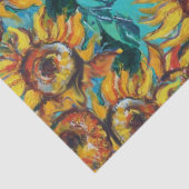 SONNENBLUMEN, SCHWARZE KATZE IN BLAUEM TÜRKISCH SEIDENPAPIER (Detail)