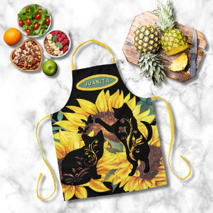 Sonnenblumen Schwarze Katzen Wasserfarben Floral Schürze