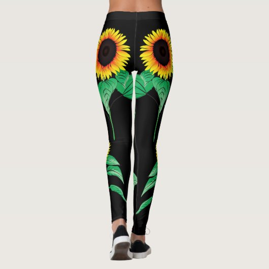 Sonnenblumen Schwarze Leggings (Rückseite)