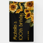 Sonnenblumen Schwarze Rustikale Elegant 100. Gebur Banner (Vertikal)