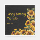 Sonnenblumen Schwarze Rustikale Elegante Glücklich Serviette (Vorderseite)