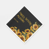 Sonnenblumen Schwarze Rustikale Elegante Glücklich Serviette (Ecke)