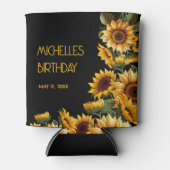 Sonnenblumen Schwarze Rustikale Elegante Name Gebu Dosenkühler (Vorderseite)